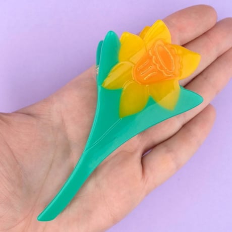 ククシュゼット 正規商品 ヘア アクセ クリップ かわいい 花 フランス ギフト Coucou Suzette 水仙 ヘア クロー イエロー (daffodilclaw)