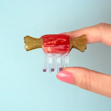 Coucou Suzette / Red Christmas Candy Mini Hair Claw / redchristmascandyminiclaw