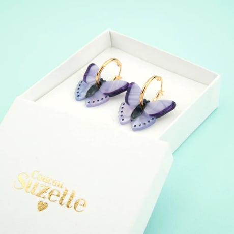 ククシュゼット 正規商品 ピアス 両耳 レディース 虫 個性的 かわいい ギフト 紫色 蝶 イヤリング パープル (pubutterflyear)