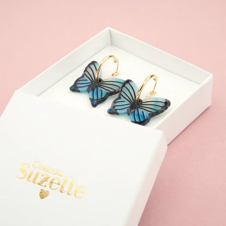 ククシュゼット 正規商品 ピアス 両耳 レディース 虫 個性的 かわいい ギフト 青色 蝶 ピアス ブルー (blbutterflyear)