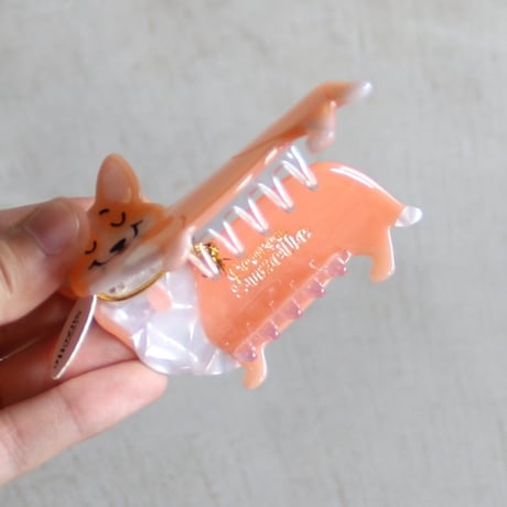 ククシュゼット 正規商品 ヘア アクセ クリップ 犬 コーギー ヘア クロー ベージュ (corgiclaw)