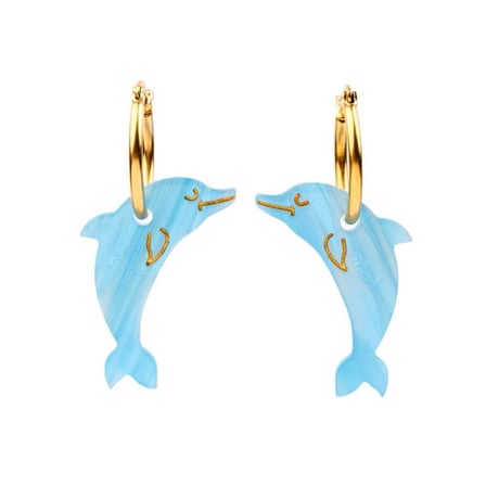 ククシュゼット 正規商品 ピアス レディース 2個売り 両耳用 魚 海 かわいい ギフト フランス イルカ ピアス ブルー (dolphinear)