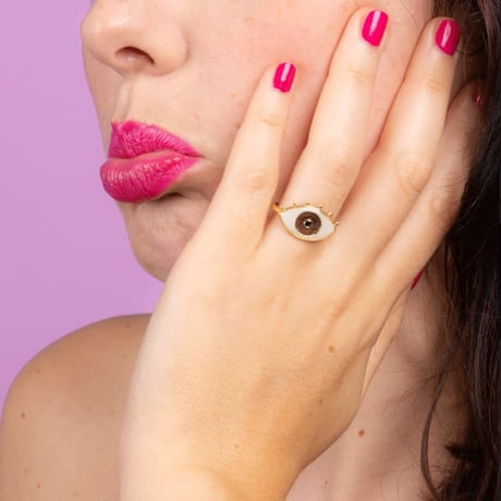 ククシュゼット 正規商品 アクセ 指輪 アイ ムード リング Eye Mood Ring ホワイト×ゴールド White×Gold (eyering)