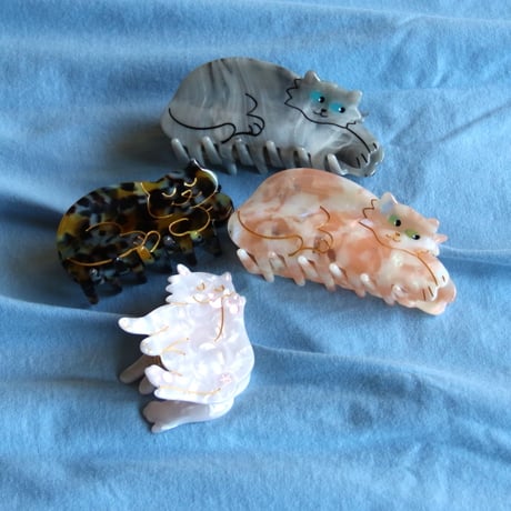 ククシュゼット 正規商品 ヘア アクセ クリップ かわいい 猫 トラ猫 茶トラ フランス Coucou Suzette ジンジャー キャット ヘア クロー ベージュ系 (gicatclaw)