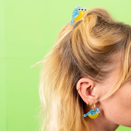 ククシュゼット 正規商品 ヘア ミニ アクセ クリップ 鳥 シジュウカラ Coucou Suzette アオガラ ミニ クロー ブルー×イエロー(bltitiminiclaw)