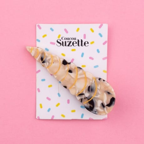 ククシュゼット 正規商品 ヘア アクセ ピン かわいい 海 夏 貝 フランス ギフト Coucou Suzette 貝殻 クリップ  ベージュ(seashellclip)