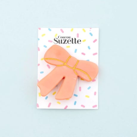 ククシュゼット 正規商品 ヘア アクセ クリップ かわいい リボン ギフト Coucou Suzette ピンク リボン ヘア クリップ ピンク(piribbonclip)
