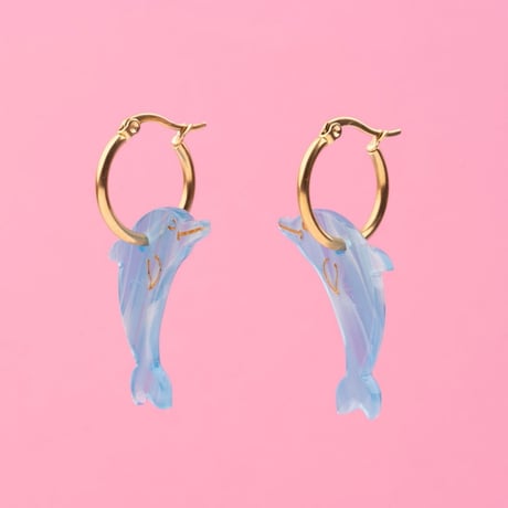 ククシュゼット 正規商品 ピアス レディース 2個売り 両耳用 魚 海 かわいい ギフト フランス イルカ ピアス ブルー (dolphinear)