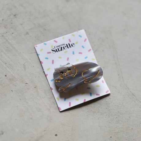 ククシュゼット 正規商品 ヘアアクセ クリップ ピン 猫 ヘアピン フランス Coucou Suzette シュゼット ペルシャ ネコ ヘア クリップ グレー(suzettecatclip)
