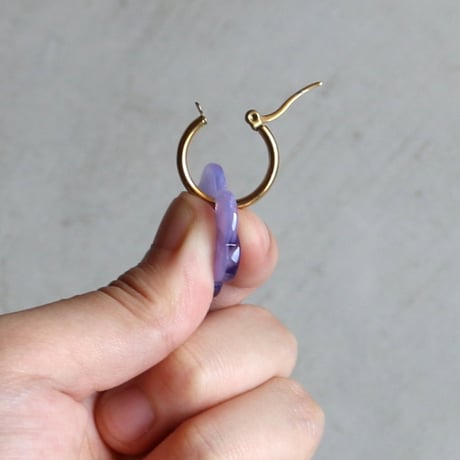 ククシュゼット 正規商品 ピアス レディース 両耳用 花 フランス パープル パンジー イヤリング パープル (pansyear)