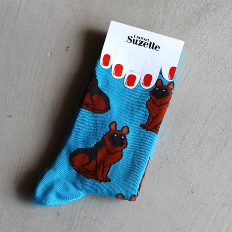 ククシュゼット 正規商品 靴下 レディース  犬 フランス クルー丈 Coucou Suzette ジャーマン シェパード ソックス German Shepherd Socks ブルー Blue