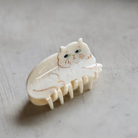 ククシュゼット 正規商品 ヘア アクセ クリップ かわいい 猫 フランス Coucou Suzette ペルシャ ネコ ヘア クロー ホワイト(persiancatclaw)