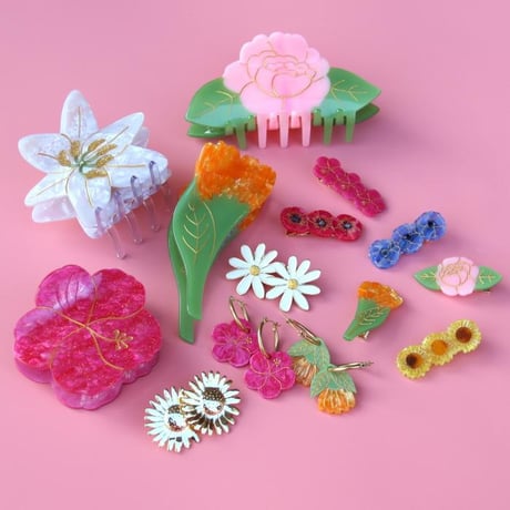 ククシュゼット 正規商品 ヘアアクセ クリップ ピン 花 ヘアピン フランス Coucou Suzette ポピー ヘア クリップ レッド  (poppyclip)