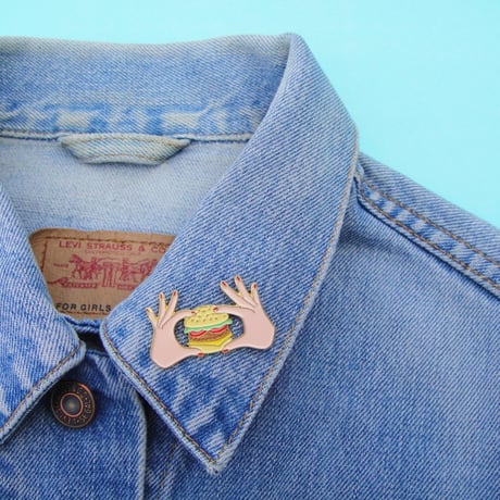 ククシュゼット 正規商品 ピンバッジ ブローチ かわいい おしゃれ フランス 個性的 Coucou Suzette バーガー ピン ホワイト (burgerpin)
