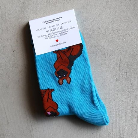 ククシュゼット 正規商品 靴下 レディース  犬 フランス クルー丈 Coucou Suzette ジャーマン シェパード ソックス German Shepherd Socks ブルー Blue