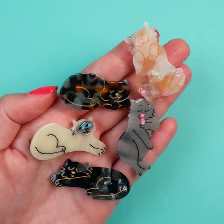 ククシュゼット 正規商品 ヘアアクセ クリップ ピン 猫 ヘアピン フランス Coucou Suzette グレー キャット ヘア クリップ グレー (grcatclip)