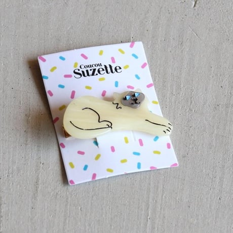 ククシュゼット 正規商品 ヘアアクセ クリップ ピン 猫 シャム ヘアピン フランス Coucou Suzette シャム猫 ヘア クリップ ホワイト (siamesecatclip)