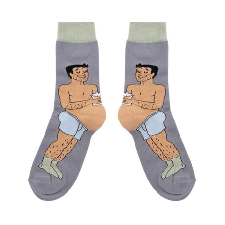 ククシュゼット 正規商品 靴下 おしゃれ フランス クルー丈 Coucou Suzette 黒人 ビール腹 ソックス Black Beer Belly Socks (bkbeerbellysocks)