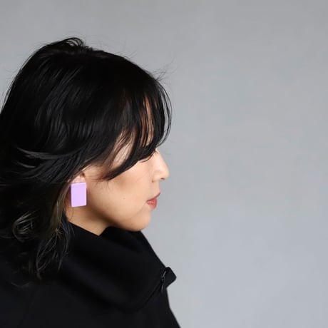 ククシュゼット 正規商品 ピアス 2個売り 両耳用 レトロ 大ぶり フランス 長方形 イヤリング パープル ( rectangleear)