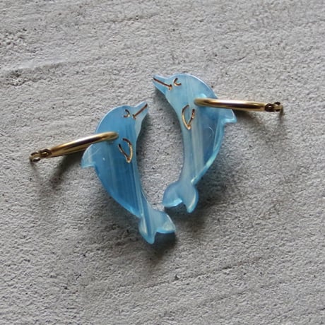 ククシュゼット 正規商品 ピアス レディース 2個売り 両耳用 魚 海 かわいい ギフト フランス イルカ ピアス ブルー (dolphinear)