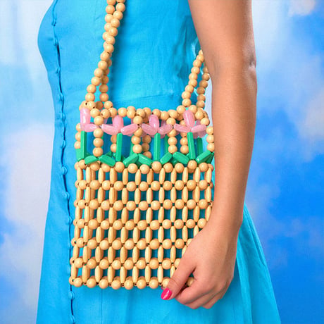 ククシュゼット 正規商品 ビーズ バッグ ショルダー かわいい 花 Coucou Suzette チューリップ ビーズ バッグ Tulip Beaded Bag ベージュ Beige