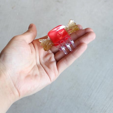 Coucou Suzette / Red Christmas Candy Mini Hair Claw / redchristmascandyminiclaw