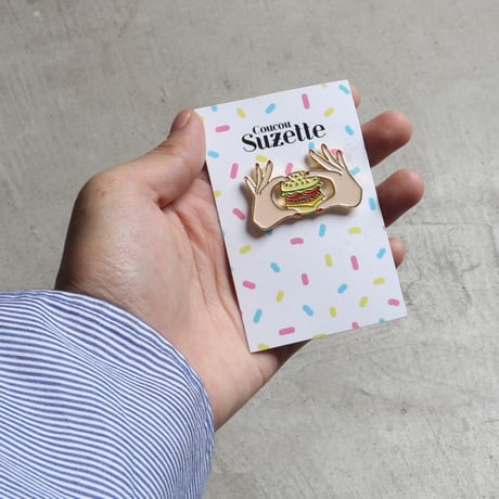ククシュゼット 正規商品 ピンバッジ ブローチ かわいい おしゃれ フランス 個性的 Coucou Suzette バーガー ピン ホワイト (burgerpin)