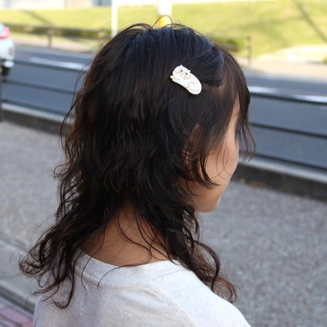 ククシュゼット 正規商品 ヘアアクセ クリップ ピン 猫 ヘアピン フランス Coucou Suzette ペルシャ ネコ ヘア クリップ ホワイト (persiancatclip)
