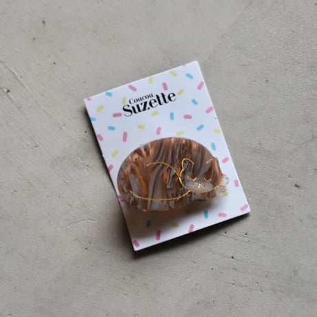 ククシュゼット 正規商品 ヘアアクセ クリップ ピン 猫 ヘアピン フランス Coucou Suzette スリーピング キャット ヘア クリップ ブラウン(sleepingcatclip)