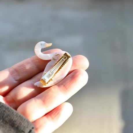 ククシュゼット 正規商品 ヘア アクセ クリップ ピン ヘアピン かわいい 鳥 フランス Coucou Suzette 白鳥 ハクチョウ ヘア クリップ ホワイト(swanclip)