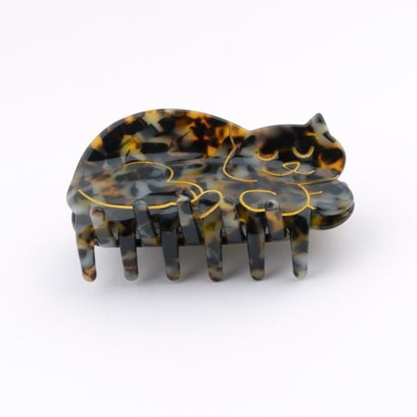ククシュゼット 正規商品 ヘア アクセ クリップ かわいい 猫 サビ猫 フランス Coucou Suzette  トータスシェル キャット ヘア クロー ブラウン系(shellcatclaw)