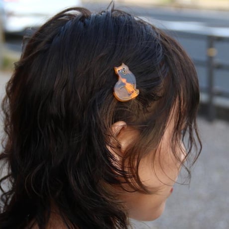 ククシュゼット 正規商品 ヘアアクセ クリップ ピン 猫 ヘアピン フランス Coucou Suzette ベンガル キャット ヘア クリップ ブラウン べっ甲模様 (bengalcatclip)