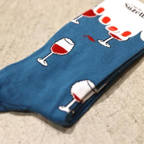 ククシュゼット 正規商品 靴下 レディース メンズ ワイン おしゃれ フランス クルー丈 Coucou Suzette ワイン ソックス Wine Socks マルチ Multi