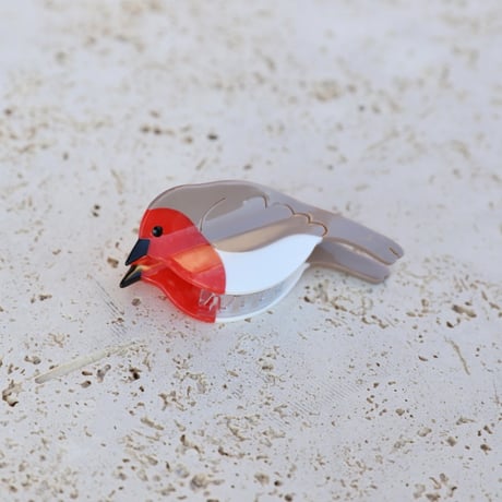 ククシュゼット 正規商品 ヘア アクセ クリップ かわいい 鳥 ウグイス フランス Coucou Suzette  コマドリ ヘア クロー レッド×ベージュ(robinclaw)