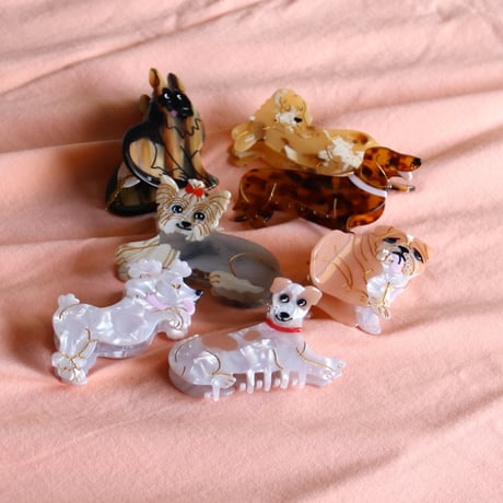 ククシュゼット 正規商品 ヘア アクセ クリップ 犬 イングリッシュブルドッグ ヘア クロー ベージュ (enbulldogclaw)