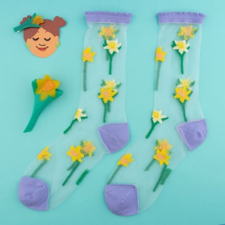 ククシュゼット 正規商品 ヘア アクセ クリップ かわいい 花 フランス ギフト Coucou Suzette 水仙 ヘア クロー イエロー (daffodilclaw)