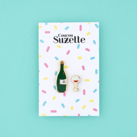 ククシュゼット 正規商品 ピンバッジ ブローチ かわいい おしゃれ フランス 個性的 Coucou Suzette ワイン グラス ピン 2個セット Wine Pins Set