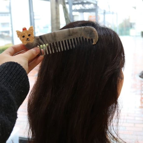 ククシュゼット 正規商品 ヘア くし ブラシ コーム かわいい フランス ギフト Coucou Suzette ヨークシャテリア コーム Yorkshire Comb グレー Gray