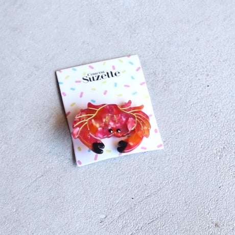 ククシュゼット 正規商品 アクセ ピン クリップ 海 魚 かわいい ギフト Coucou Suzette カニ ヘア クリップ レッド(crabclip)