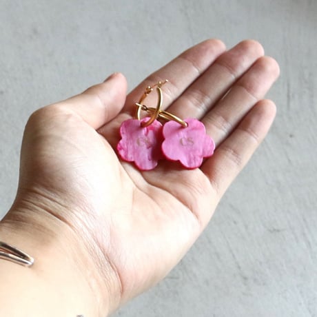 ククシュゼット 正規商品 ピアス レディース 2個売り 両耳用 花 かわいい フランス ハイビスカス イヤリング ピンク (hibiscusear)