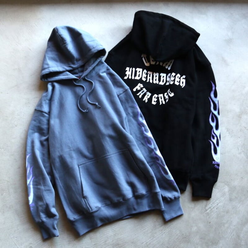 比較 HIDEANDSEEK Flame Hooded Sweat ブルー | www.ouni.org