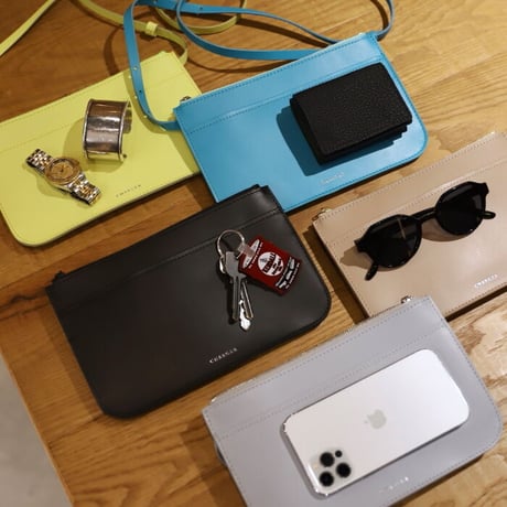CHARGER別注 バッグ 本革 ANNAK レザー 3WAY ポーチ ショルダー フォンホルダー ブラック/ターコイズ/グレー/ イエロー/トープ 6色展開(cr223waypouch)