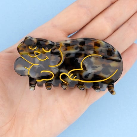 ククシュゼット 正規商品 ヘア アクセ クリップ かわいい 猫 サビ猫 フランス Coucou Suzette  トータスシェル キャット ヘア クロー ブラウン系(shellcatclaw)