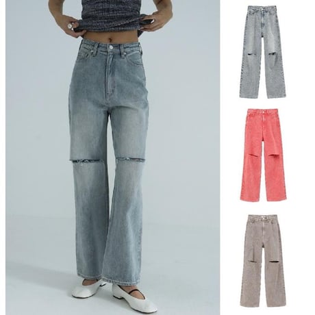 CLANE / SLASH CUT DENIM PANTS / 181117322 | CHA