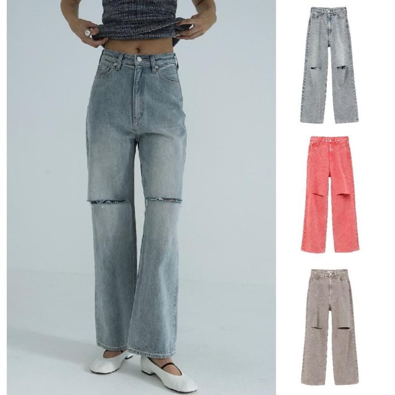 CLANE / SLASH CUT DENIM PANTS / 181117322 | CHA