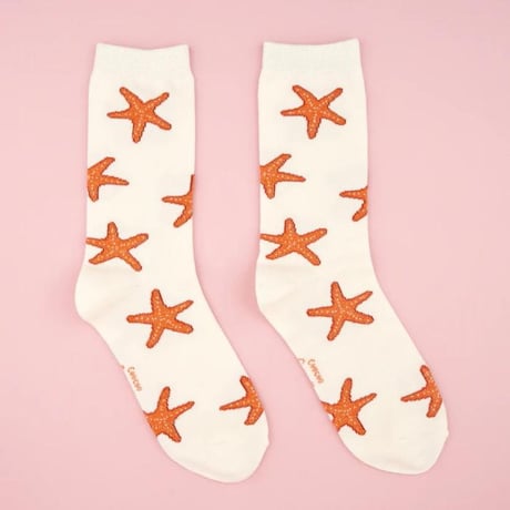 ククシュゼット 正規商品 靴下 Coucou Suzett レディース 個性的 海 フランス クルー丈 ヒトデ ソックス Starfish Socks クリーム Cream