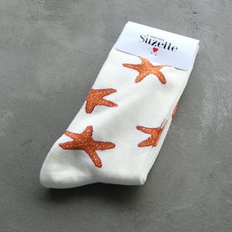 ククシュゼット 正規商品 靴下 Coucou Suzett レディース 個性的 海 フランス クルー丈 ヒトデ ソックス Starfish Socks クリーム Cream