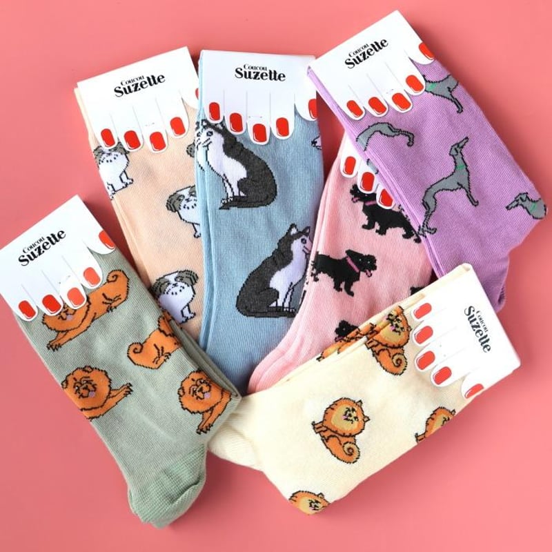 ククシュゼット 正規商品 靴下 レディース おしゃれ かわいい 犬
