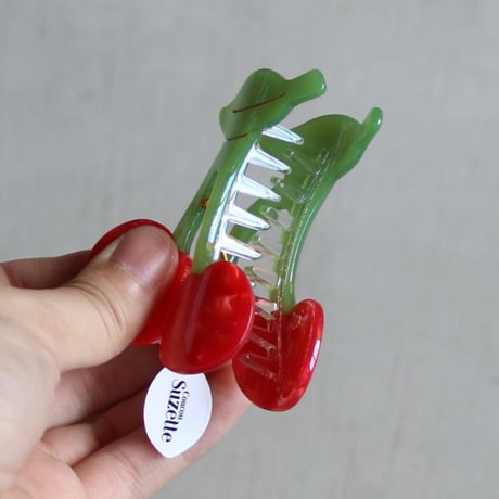 ククシュゼット 正規商品 ヘア アクセ クリップ かわいい 果物 フルーツ フランス Coucou Suzette チェリー ヘア クロー レッド(cherryclaw)