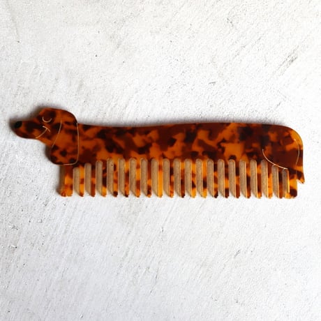 ククシュゼット 正規商品 ヘア くし ブラシ コーム かわいい フランス ギフト Coucou Suzette ダックス コーム Dachshund Comb ブラウン Brown